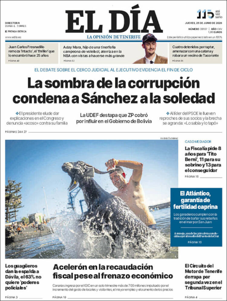 Portada de El Día (Espa&ntilde;a)