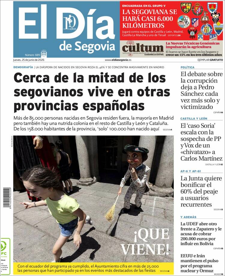 Portada de El Día de Segovia (Espa&ntilde;a)