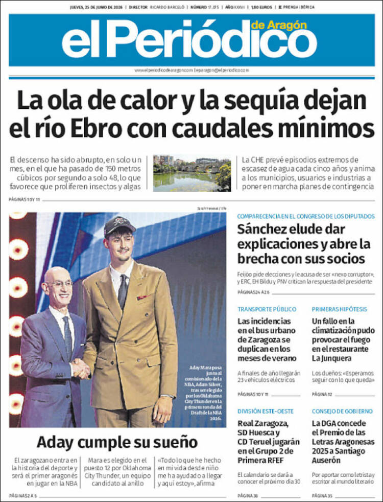 Portada de El Periódico de Aragón (Espa&ntilde;a)