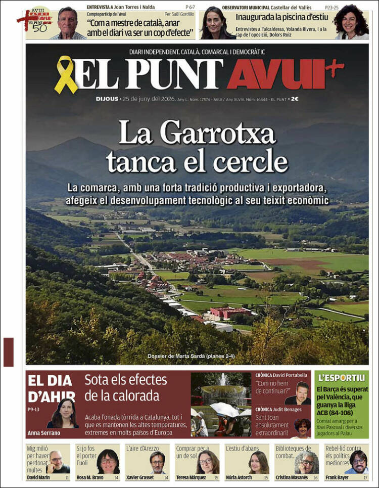Portada de El Punt Avui (Espa&ntilde;a)