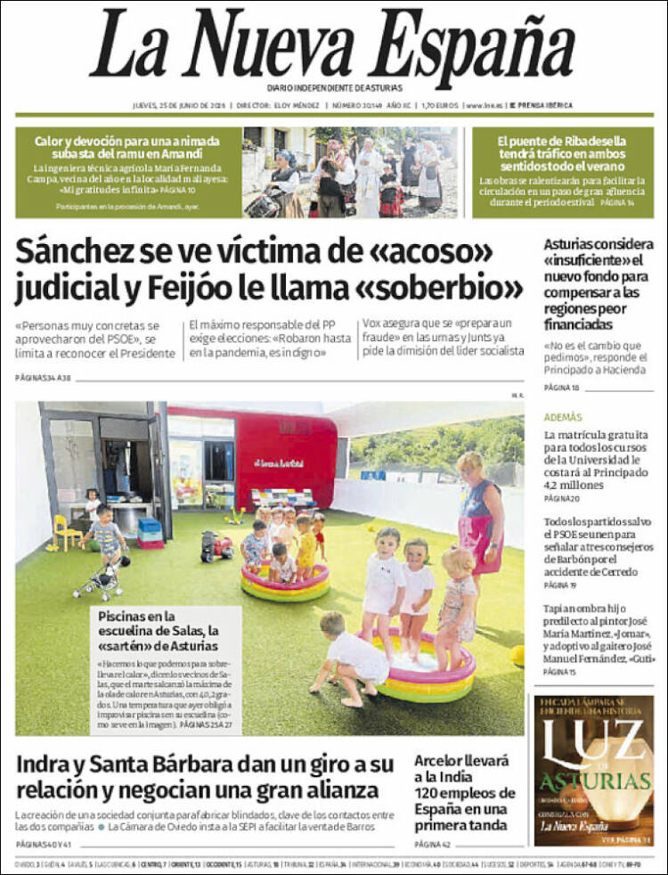 Portada de La Nueva España (Espa&ntilde;a)