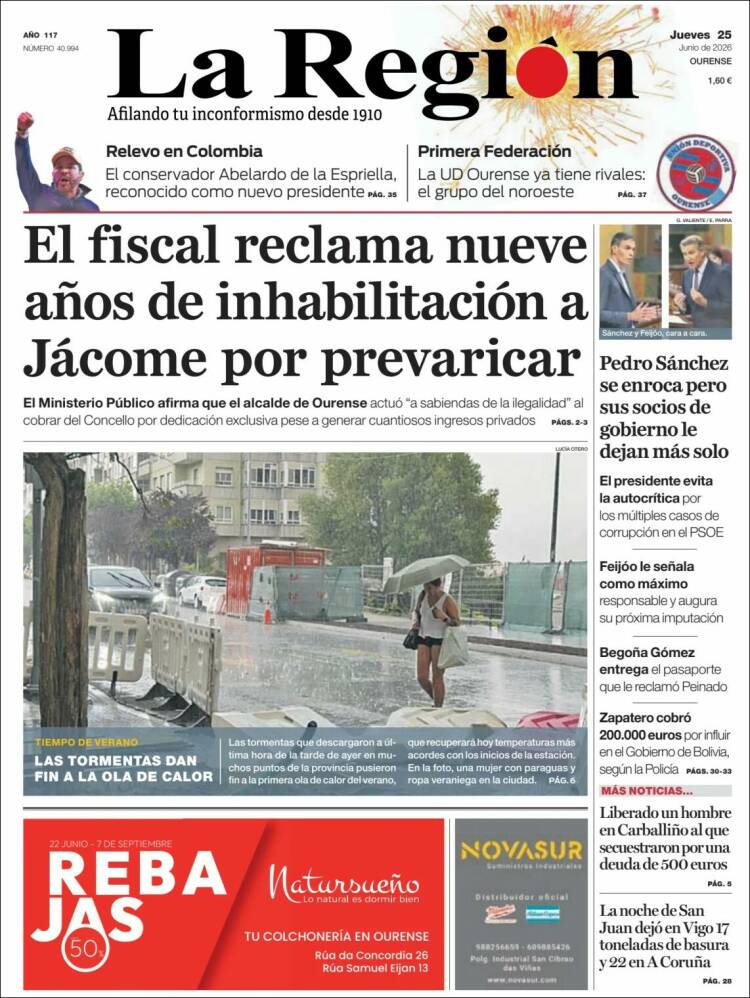 Portada de La Región de Ourense (Espa&ntilde;a)