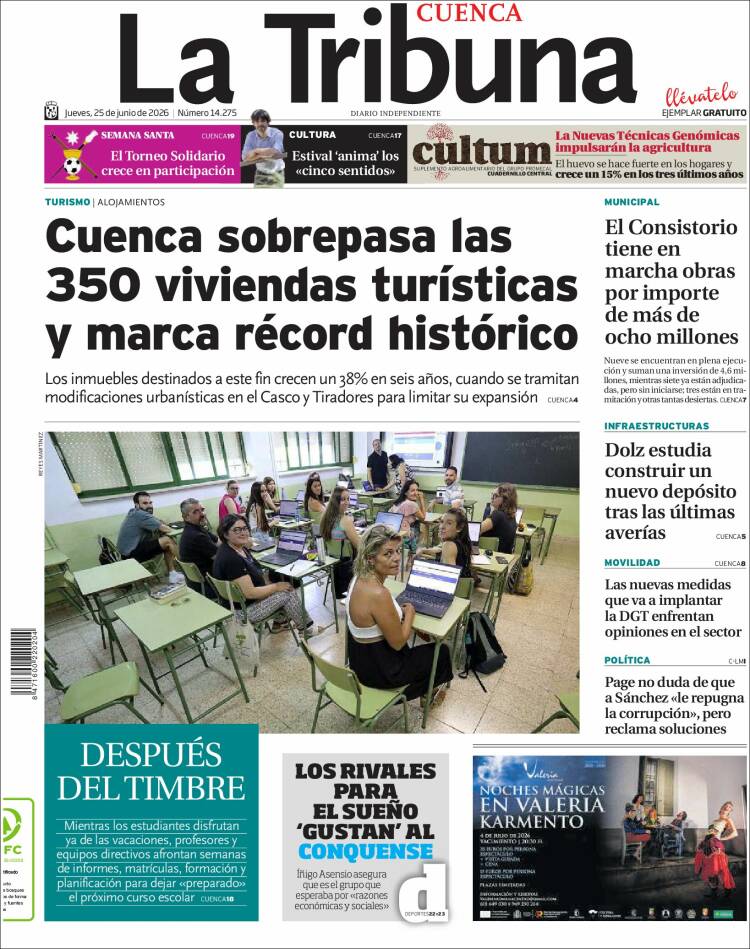 Portada de La Tribuna de Cuenca (Espa&ntilde;a)