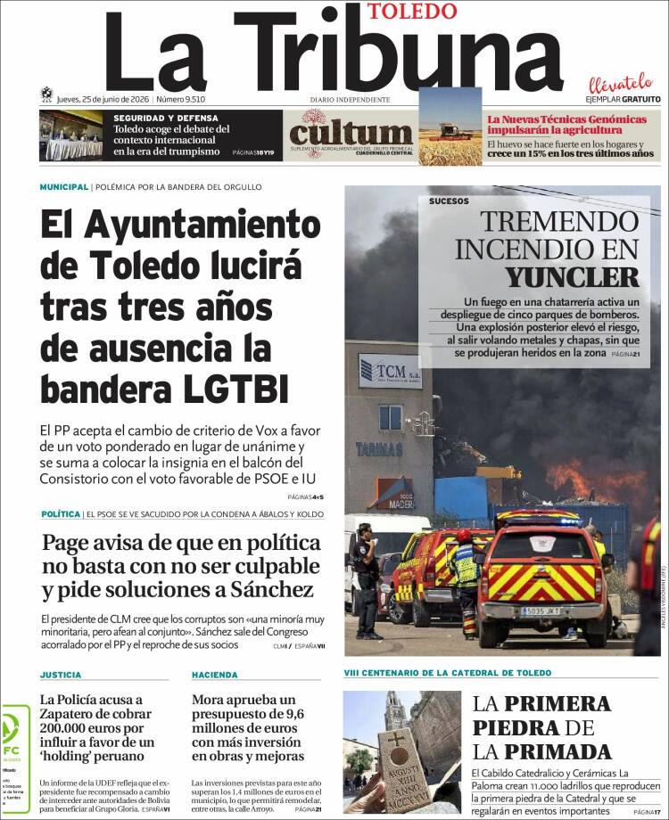 Portada de La Tribuna de Toledo (Espa&ntilde;a)