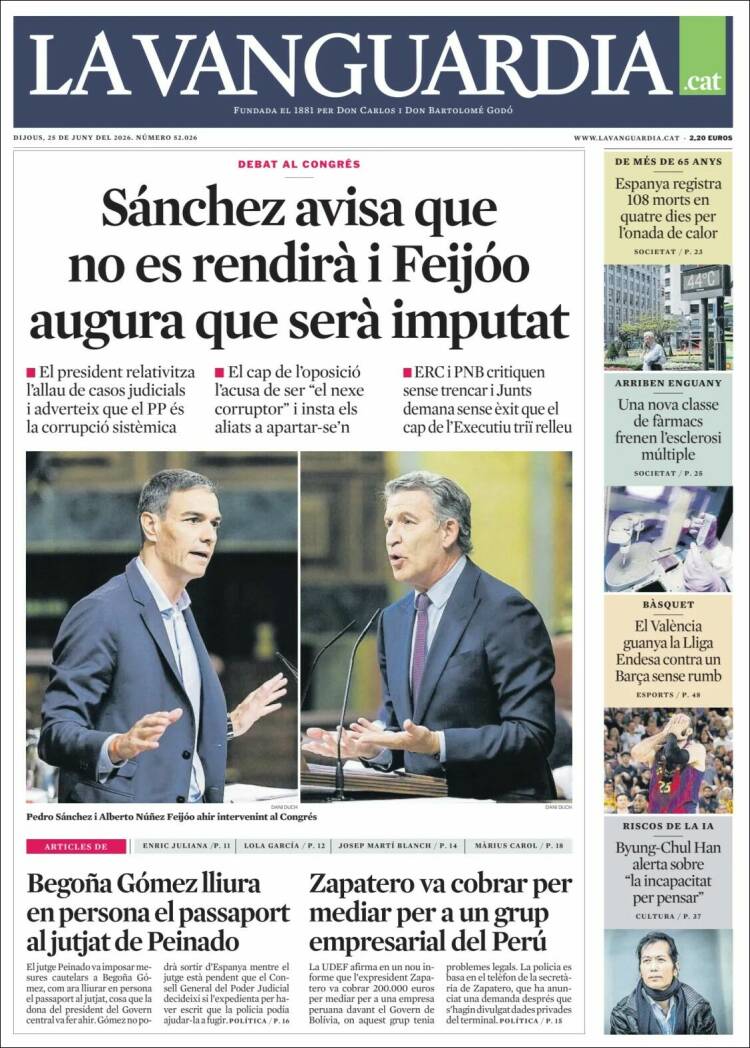 Portada de La Vanguardia (Espa&ntilde;a)