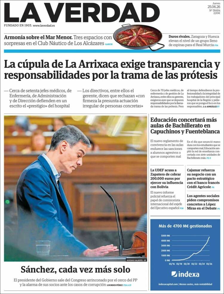 Portada de La Verdad de Murcia (Espa&ntilde;a)