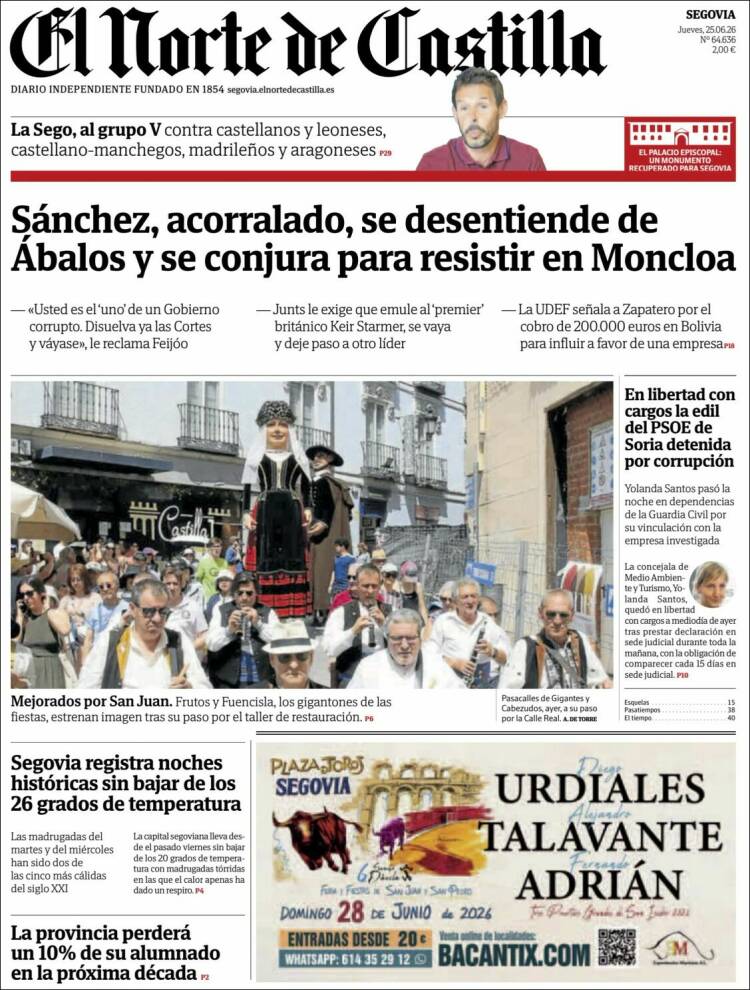 Portada de Norte de Castilla - Segovia (Espa&ntilde;a)