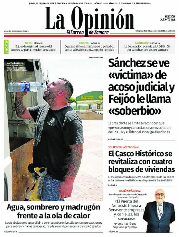 Portada de La Opinión - El Correo de Zamora (Espa&ntilde;a)