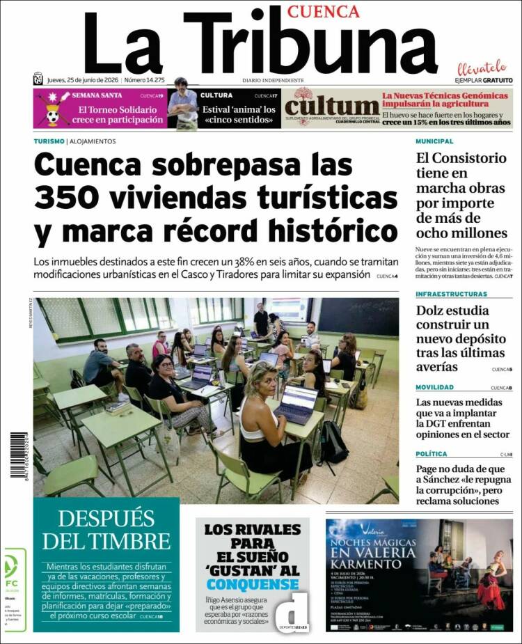Portada de La Tribuna de Cuenca (Espa&ntilde;a)