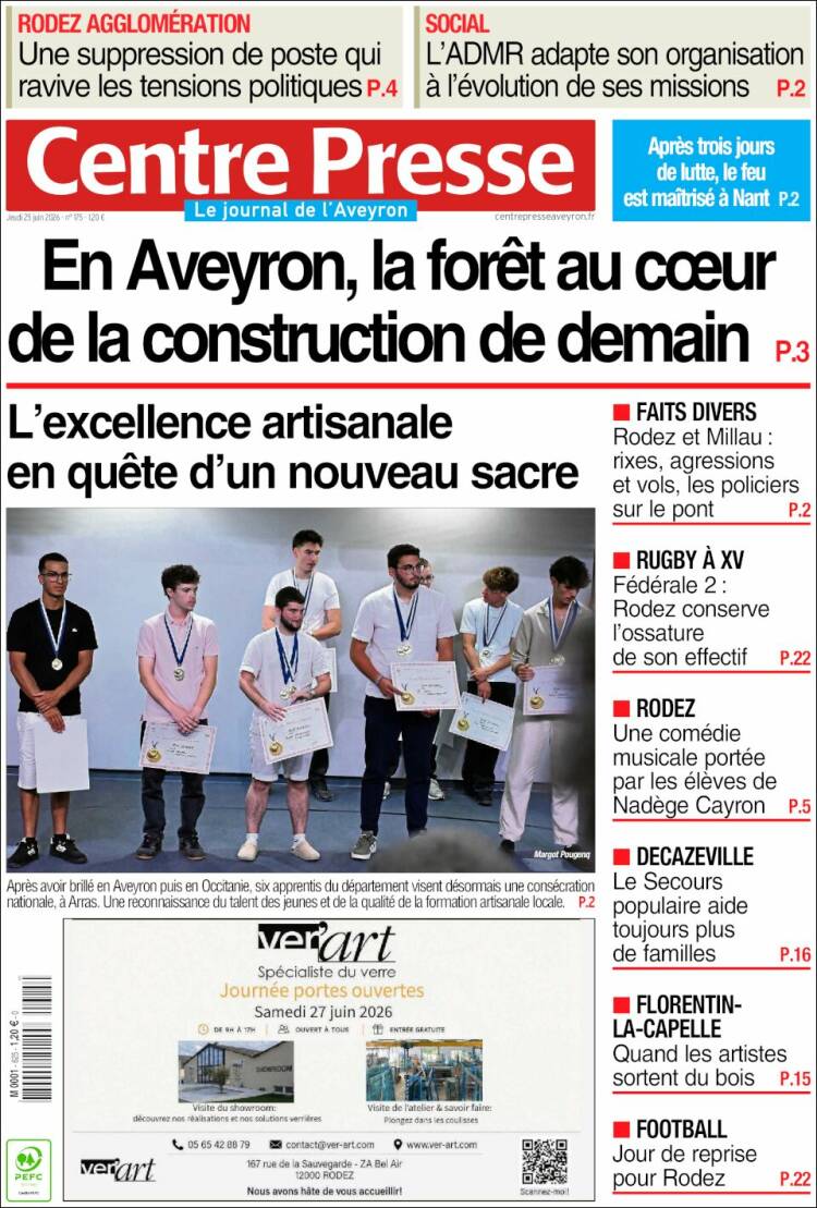 Portada de Centre Presse (Francia)