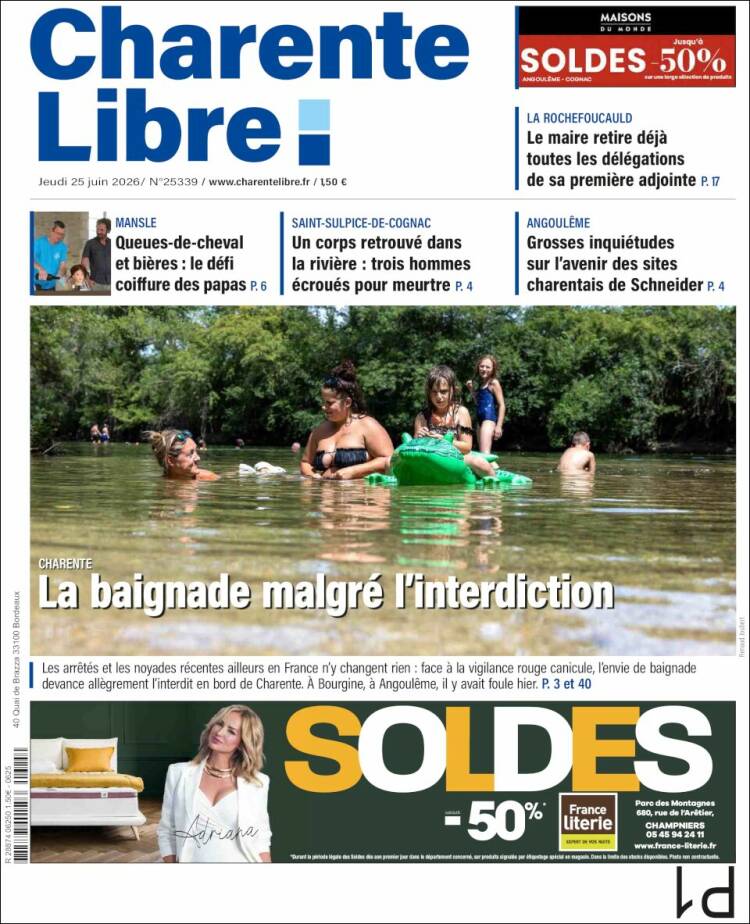 Portada de Charente Libre (Francia)