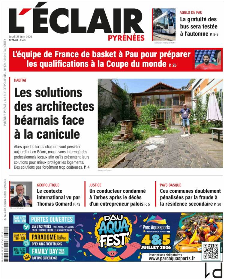 Portada de L'Eclair des Pyrénées (Francia)