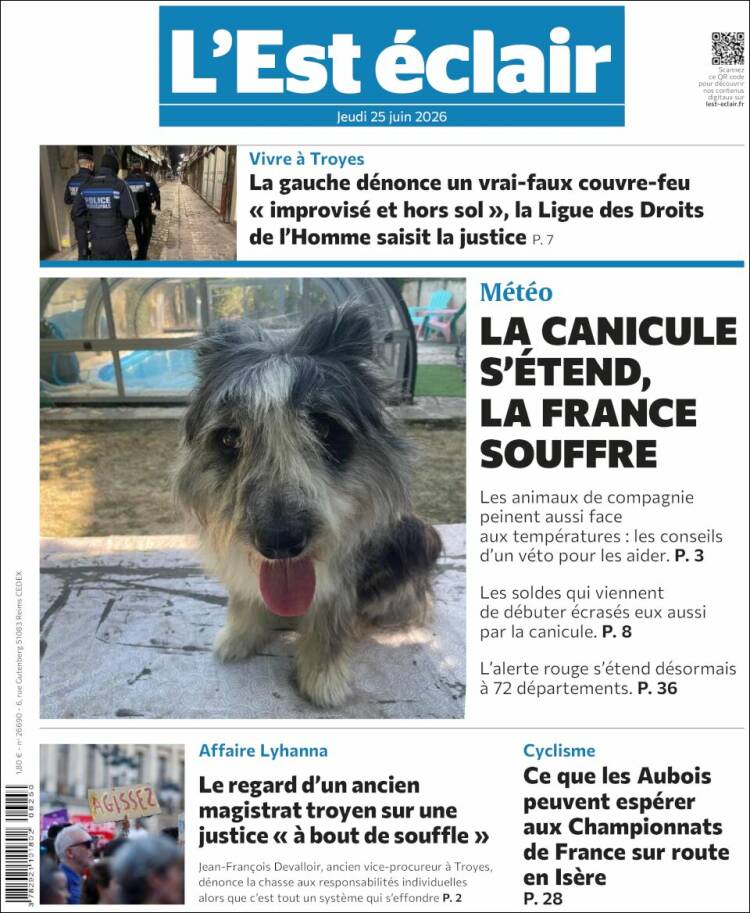 Portada de L'Est Eclair (Francia)