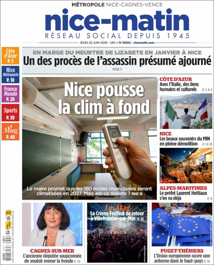 Portada de Nice-Matin (Francia)