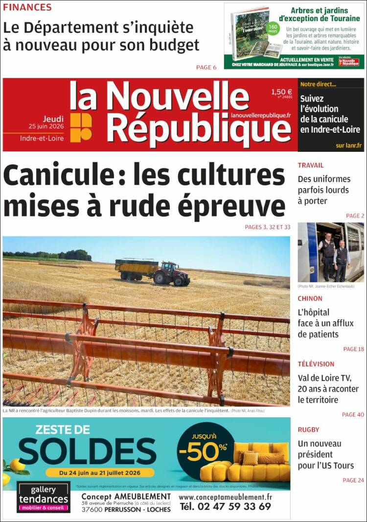 Portada de La Nouvelle Republique (Francia)
