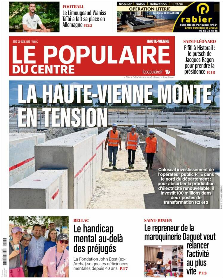 Portada de Le Populaire du Centre (Francia)
