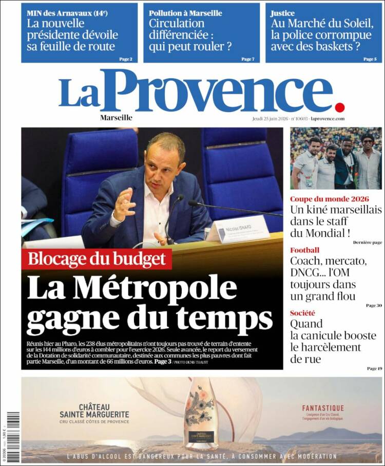 Portada de La Provence (Francia)