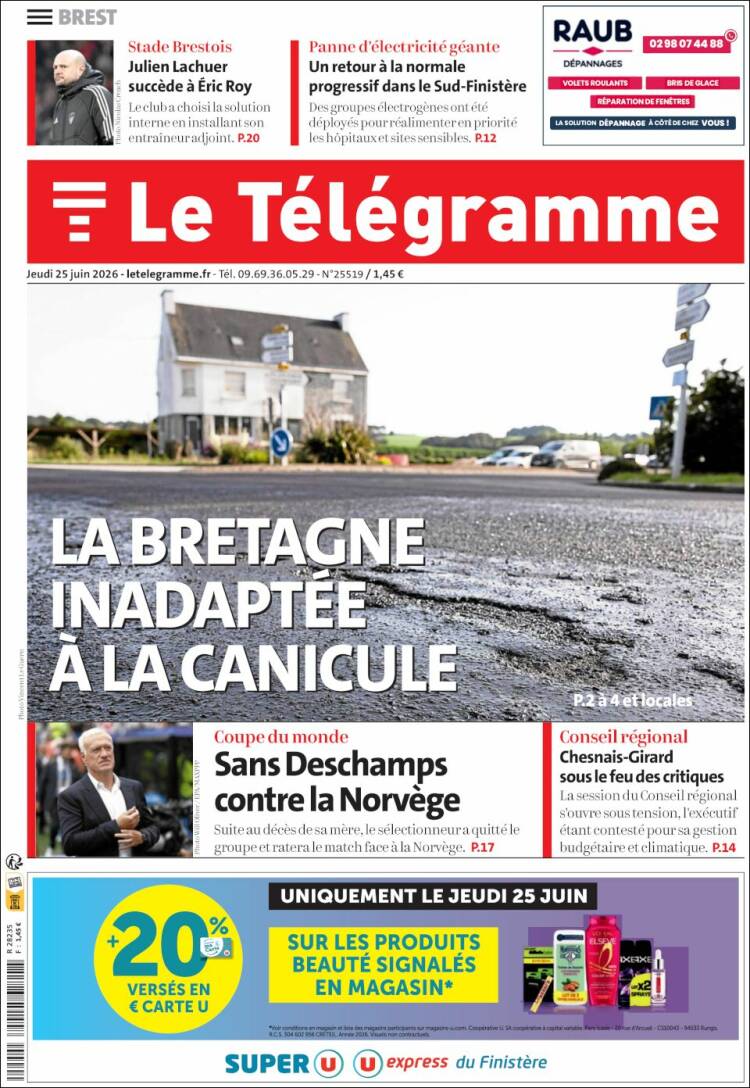 Portada de Télégramme (Francia)