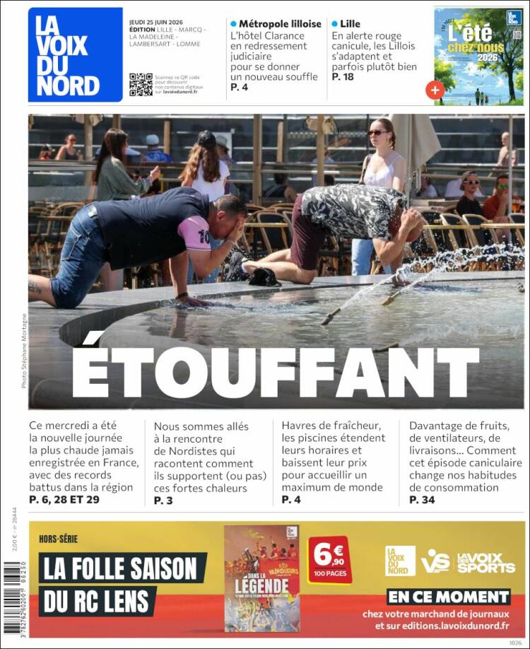 Portada de La Voix du Nord (Francia)