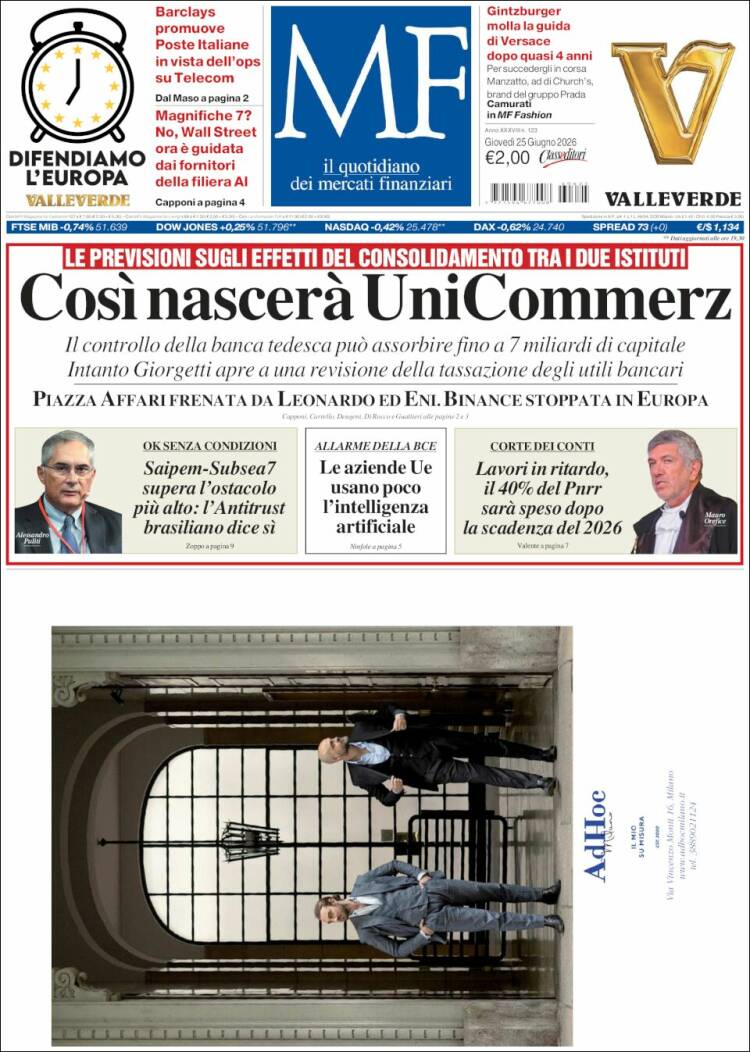 Portada de Milano Finanza (Italia)