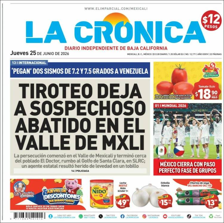 Portada de La Crónica de Baja California (M&eacute;xico)