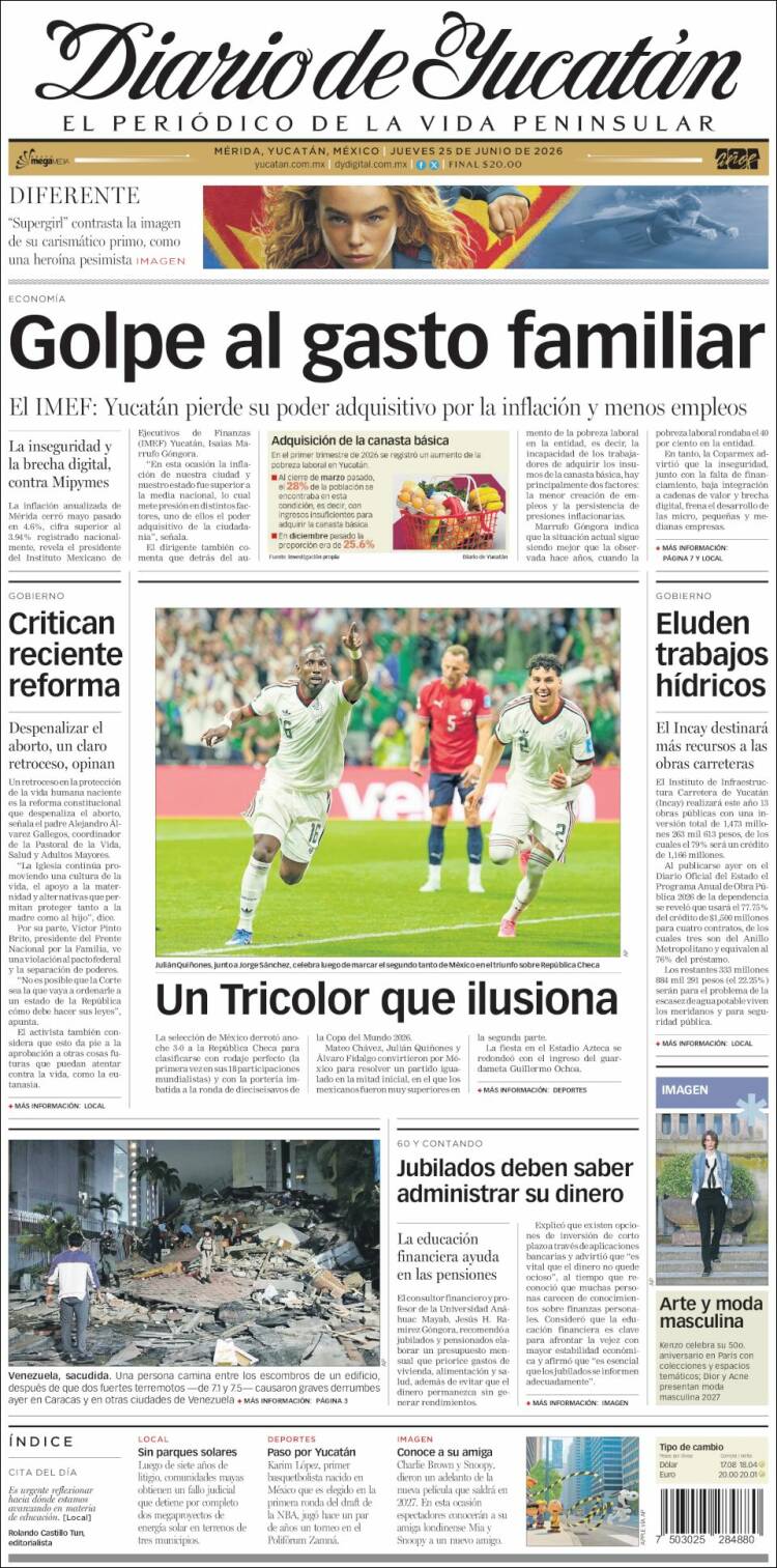 Portada de Diario de Yucatán (M&eacute;xico)