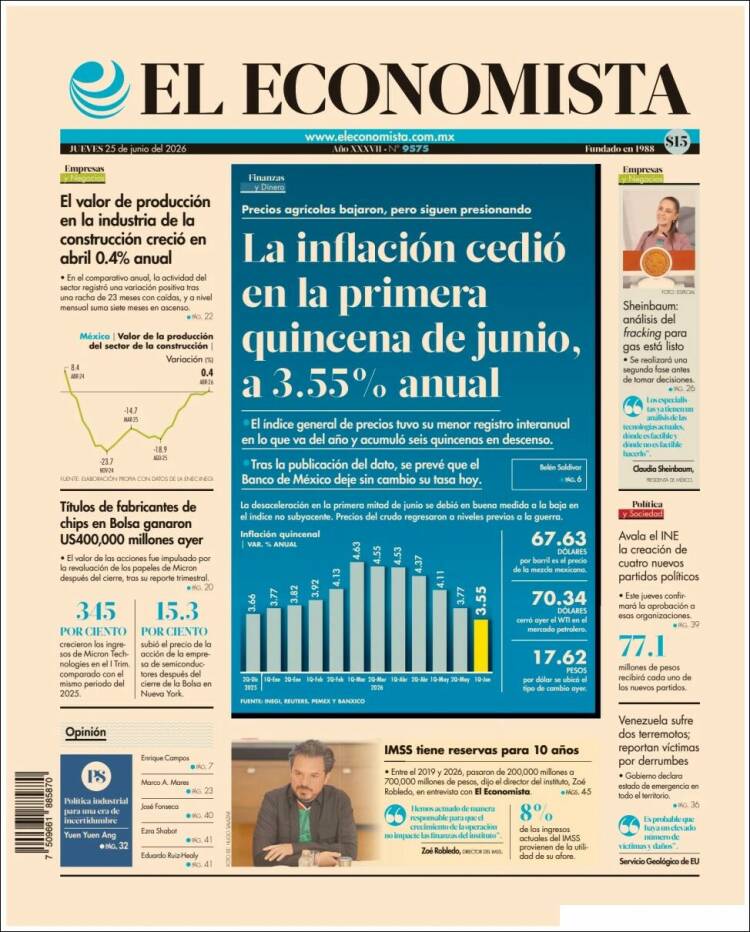 Portada de El Economista (M&eacute;xico)