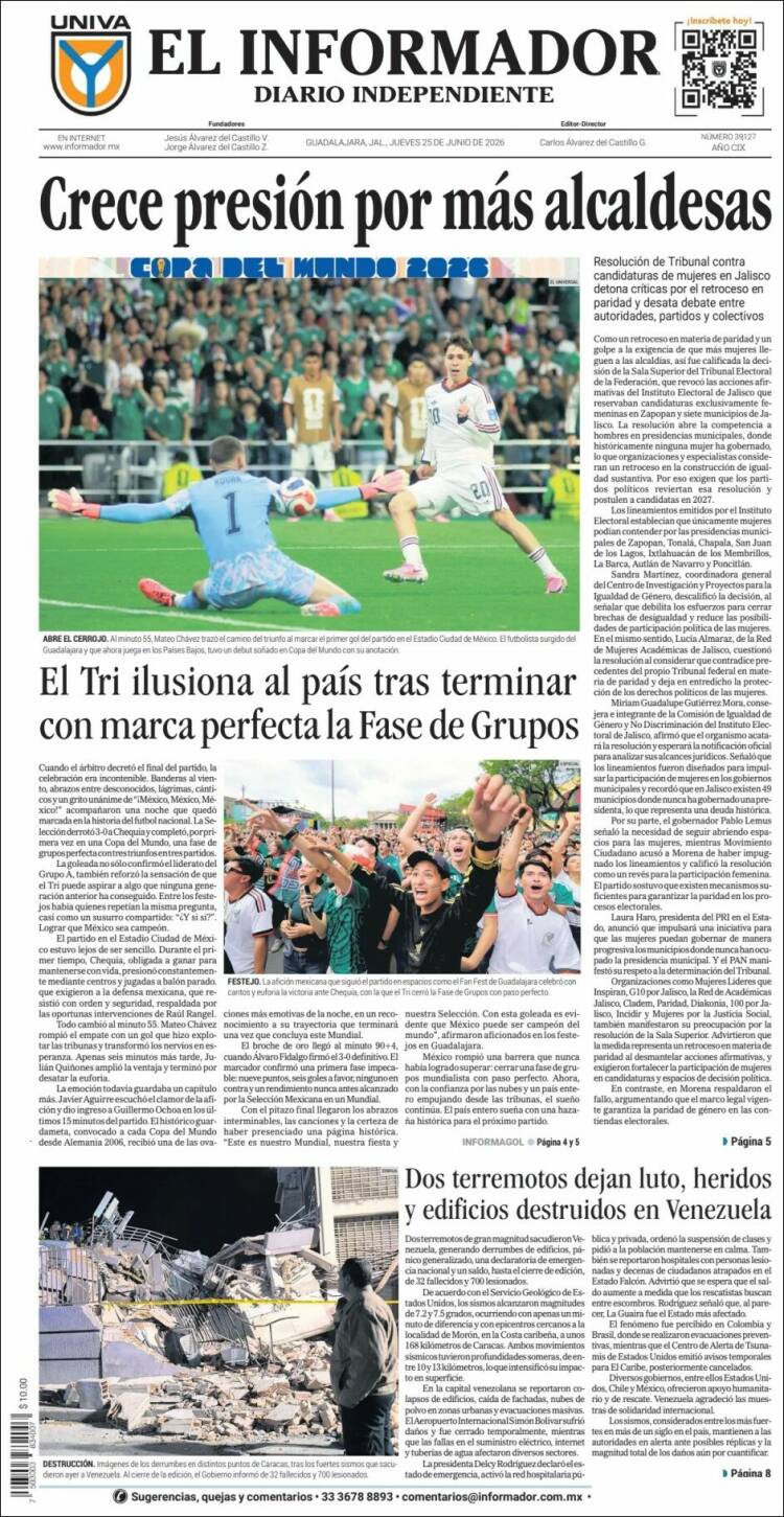 Portada de El Informador (M&eacute;xico)