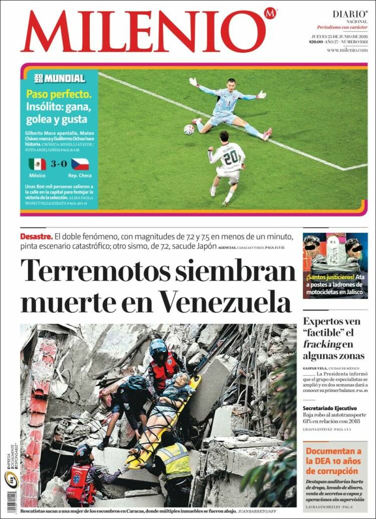Portada de Milenio (M&eacute;xico)