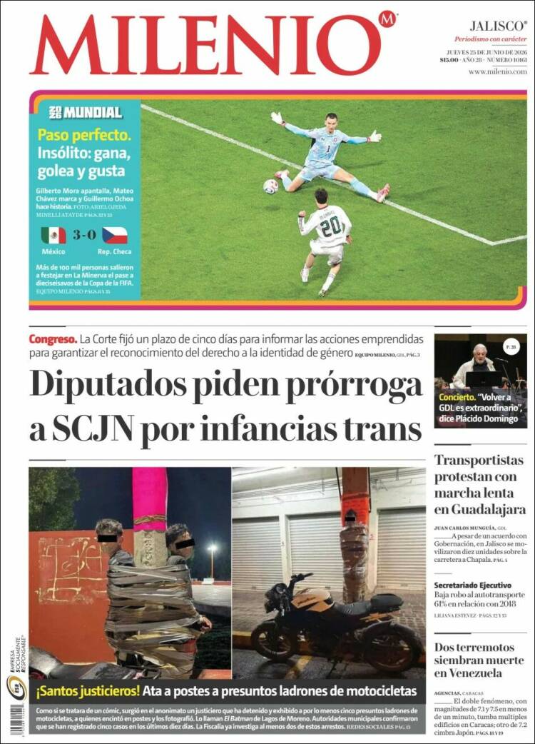 Portada de Milenio - Jalisco (M&eacute;xico)