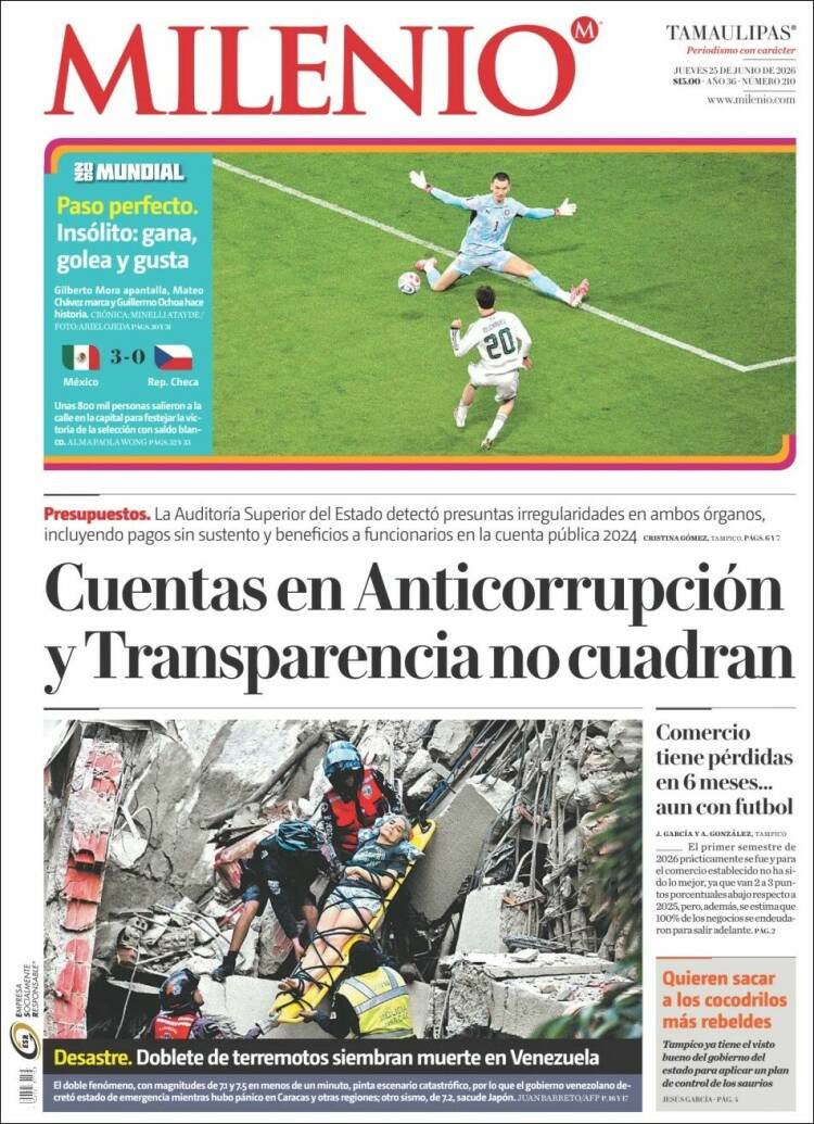 Portada de Milenio - Tamaulipas (M&eacute;xico)