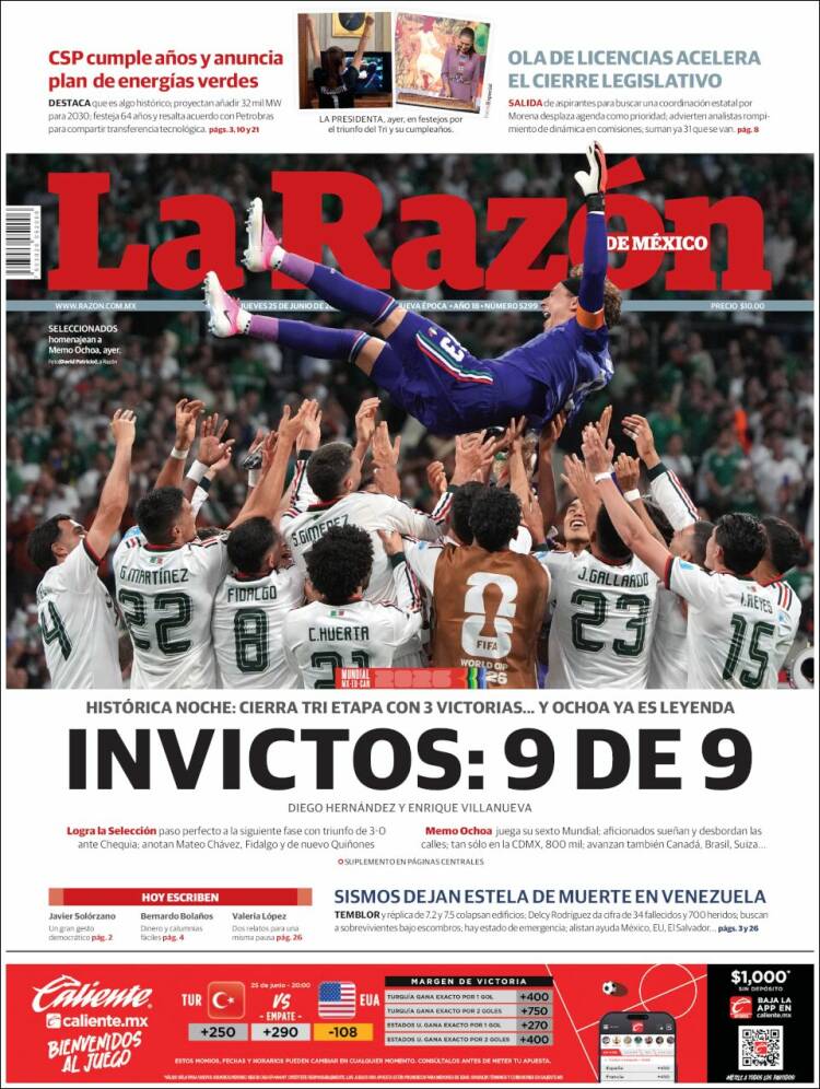 Portada de La Razón (M&eacute;xico)