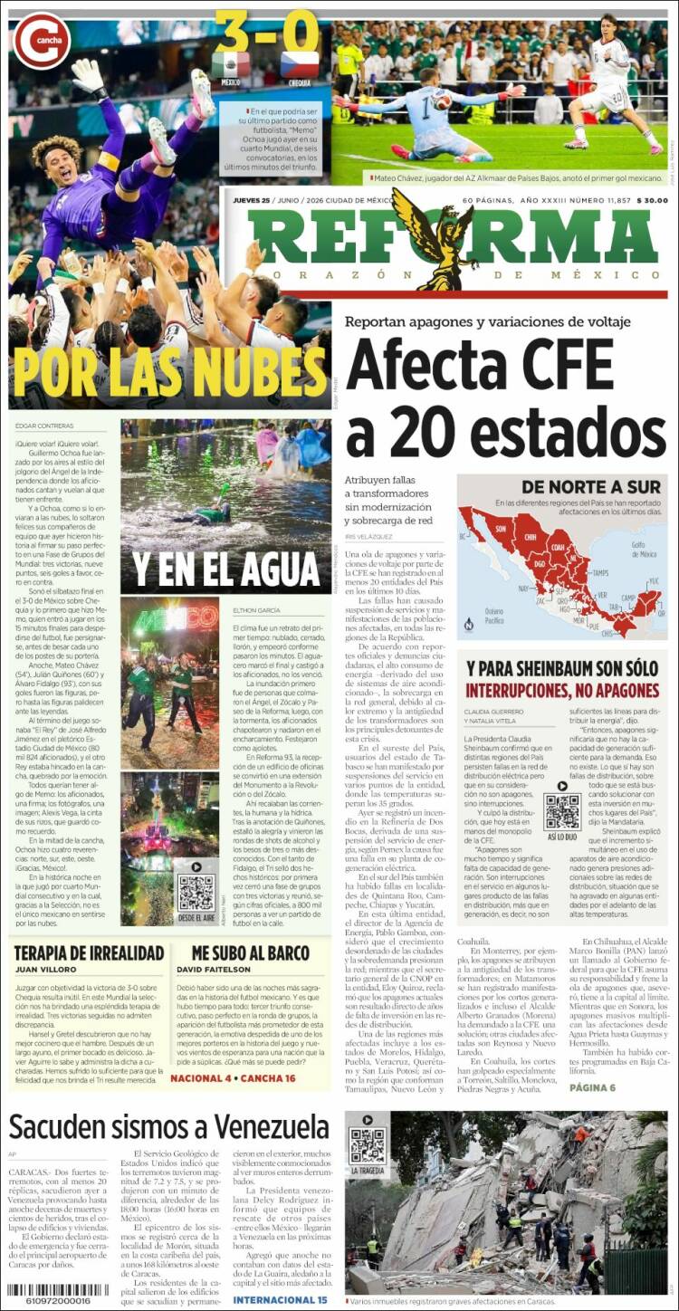 Portada de Reforma (M&eacute;xico)