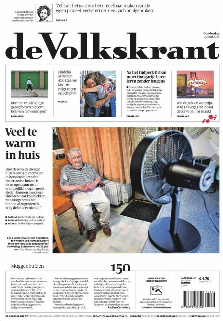 Portada de De Volkskrant (Pa&iacute;ses Bajos)
