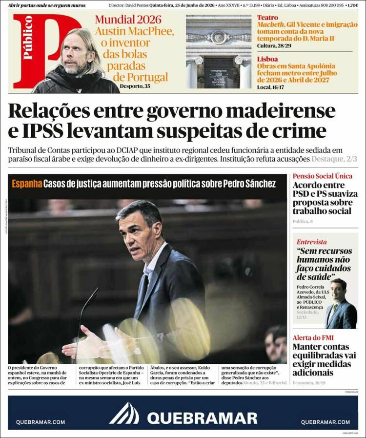 Portada de Público (Portugal)