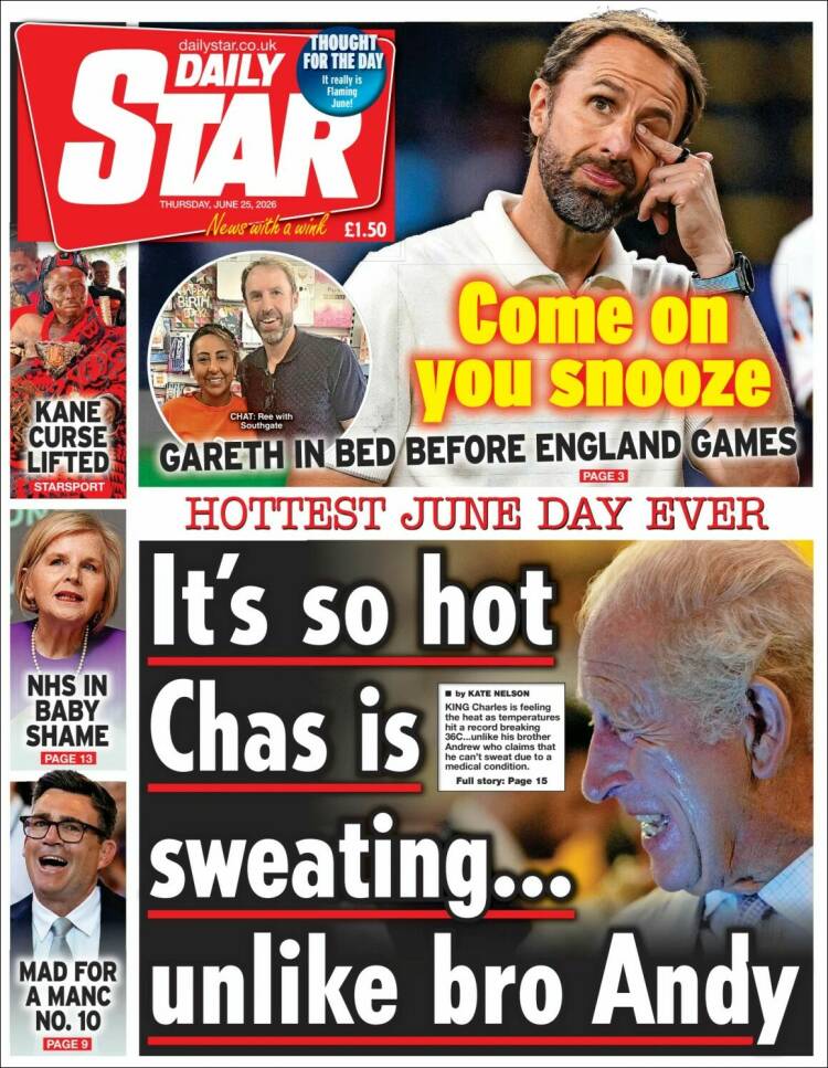 Portada de Daily Star (Reino Unido)