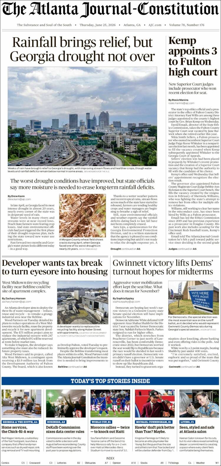 Portada de The Atlanta Journal-Constitution (USA)
