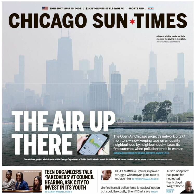 Portada de Chicago Sun-Times (USA)