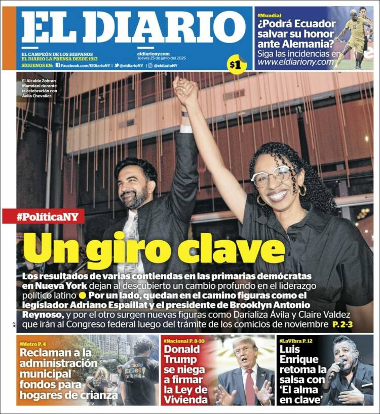 Portada de El Diario NY (USA)
