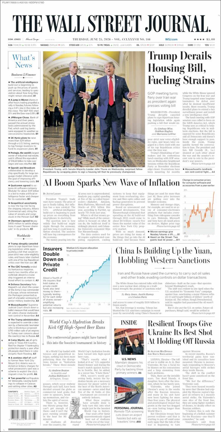 Portada de Wall Street Journal (USA)