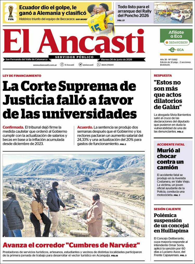 Portada de El Ancasti (Argentina)