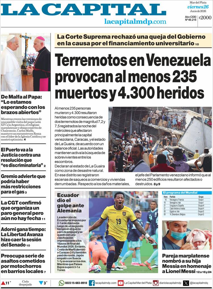 Portada de Diario La Capital - Mar del Plata (Argentina)