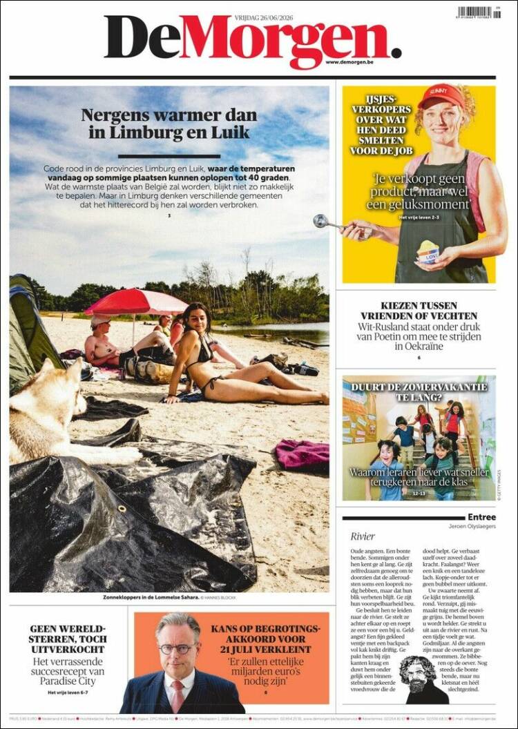 Portada de De Morgen (B&eacute;lgica)
