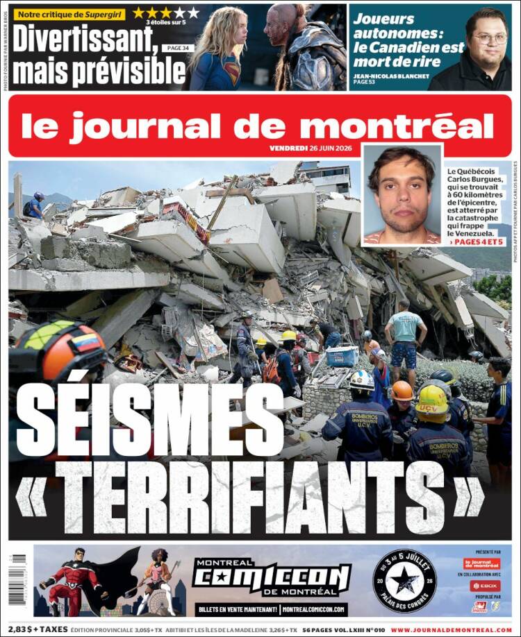 Portada de Le Journal de Montréal (Canad&aacute;)