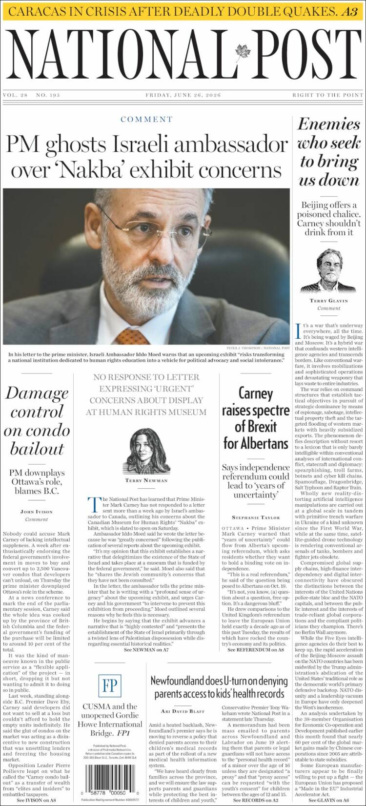 Portada de The National Post (Canad&aacute;)