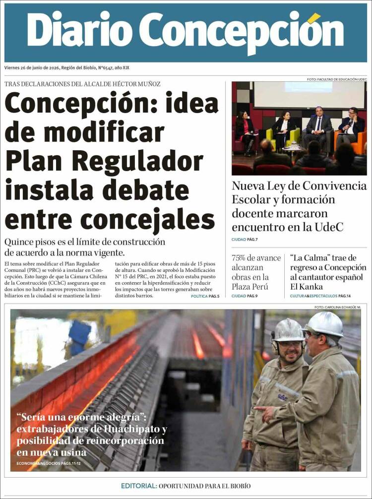 Portada de Diario de Concepción (Chile)
