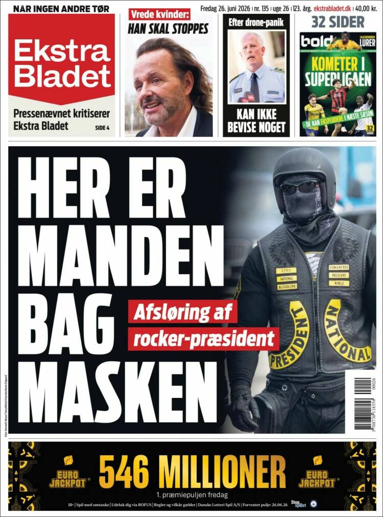 Portada de Ekstra Bladet (Dinamarca)