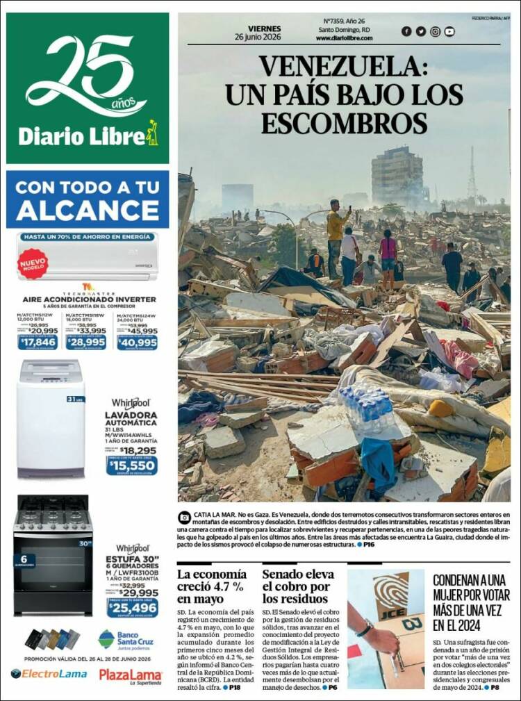 Portada de Diario Libre (R. Dominicana)
