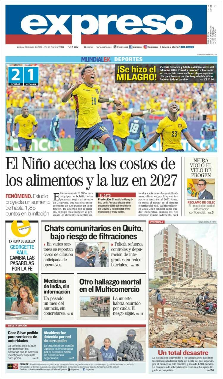 Portada de Expreso (Ecuador)