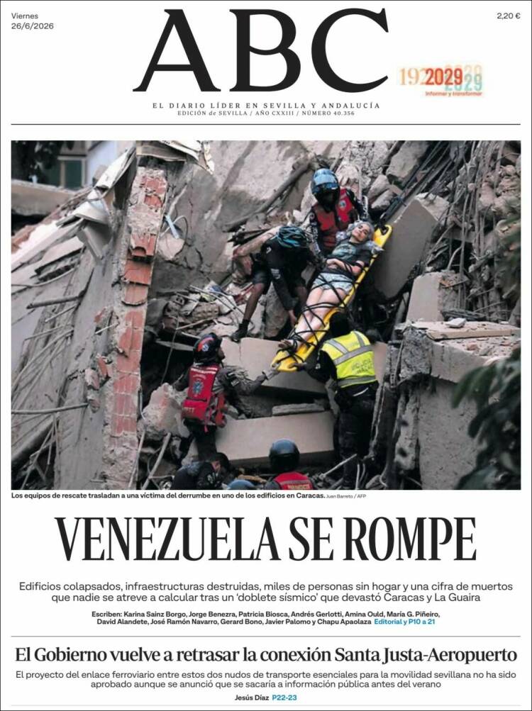 Portada de ABC - Sevilla (Espa&ntilde;a)